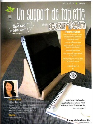 Tutoriel DIY support tablette carton paru dans Créative magazine n19