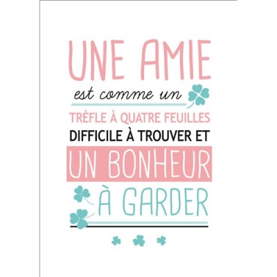 Carte postale message Une amie Un bonheur à garder Kiub