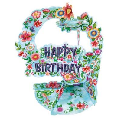 Carte suspendue 3D Fleurs Happy Birthday Pendulum Cards Santoro