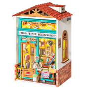 Kit Maquette Bois Ville miniature Boutique Librairie Free Time Bookshop 8.5x6.2x12.8 cm DS008