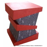 Tabouret en carton Halli ralis par Delphine - Dcoration papier artisanal rouge et gris