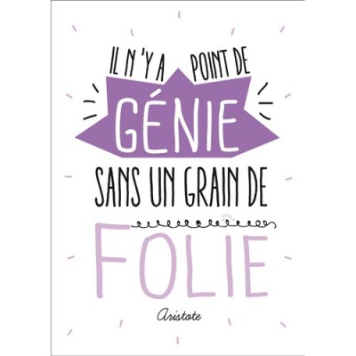 Carte postale message Point de génie sans Folie Kiub