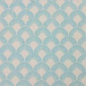 Feuille papier népalais motif arcade bleu vert sur blanc - détail