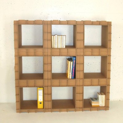 Kit meuble en carton - Module Stri-cube pour bibliothèque en carton