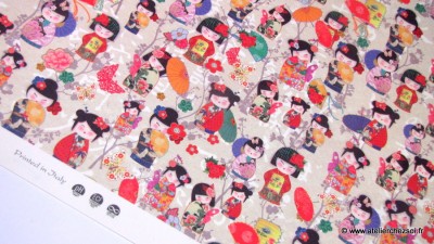 Feuille de papier italien motif Poupées japonaises - Garanties