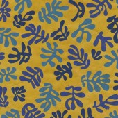 Détail feuille papier lokta motif algues bleues jaunes fait main au Népal - Papiers de Atelier Chez Soi