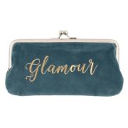 Porte-monnaie à Clip Velours Bleu pétrole Glamour Or 10x18cm  ArteBene
