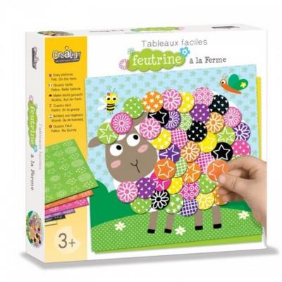 Coffret Feutrine à coller 6 Tableaux Animaux A la Ferme 3 ans Crealign