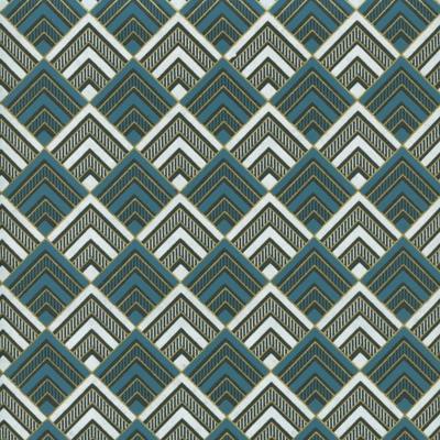 Papier Indien Ivoire à Motifs Carré Chevron Bleu Noir Blanc Feuille 50x70cm