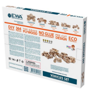 Maquettes en bois 5 Véhicules à construire 364 pièces Puzzle 3D Vehicules Set Ewa Eco Wood Art