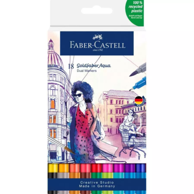Feutres Aquarellables Double-pointe 18 Couleurs Goldfaber Aqua Dual Marker Faber Castell