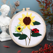 Kit Punch Needle Tournesols Coccinelle Ø20cm Figure d'Art