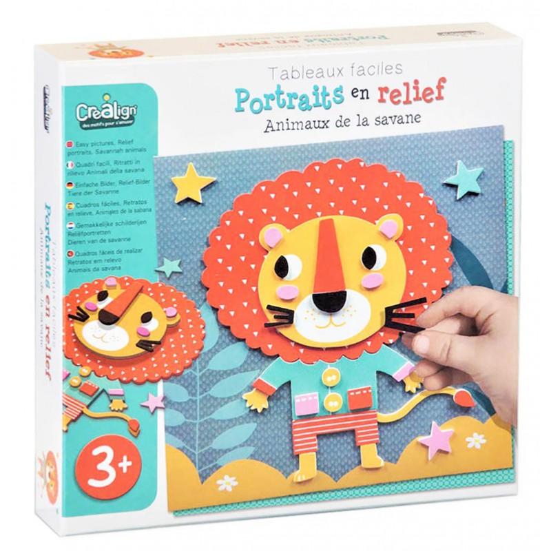 Coffret Portraits en Relief 5 Tableaux Animaux 3 ans Crealign