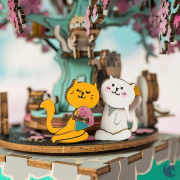 Kit Boîte à musique Cerisier en fleurs à fabriquer 27 cm Puzzle 3D Bois mécanisme à manivelle 148 pièces