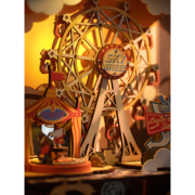 Kit Boîte à musique Téléviseur Vintage à fabriquer Sunset Carnival Puzzle 3D Bois lumineux à mécanisme