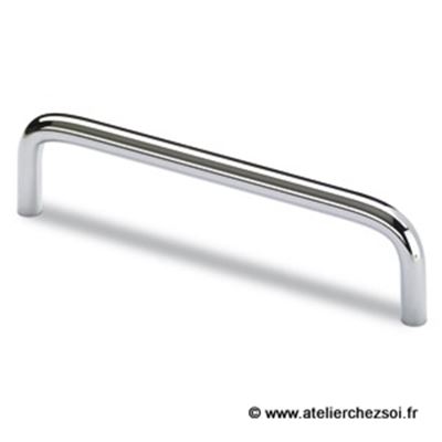 Poignée de meuble étrier acier chromé brillant 104mm