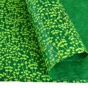 Papier népalais Euphorbes Vert clair sur Vert gazon 50x75 cm Lamali