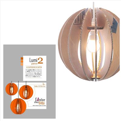 Patron luminaire en carton - Abat-jour Suspension Boule Lumi2 en 3 tailles