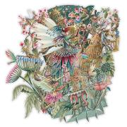 Carte 3D Décor Fées Fleurs Oiseaux 16x16 Décor en relief avec enveloppe