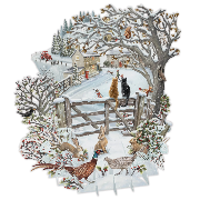 Carte Noël 3D Paysage enneigé 16x16 Décor en relief avec enveloppe