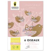 Kit créatif 6 oiseaux poétiques à fabriquer avec  stickers