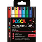 Set 8 Marqueurs Peinture Posca PC1M Couleurs basiques Pointe calibrée extra fine 0,7 mm