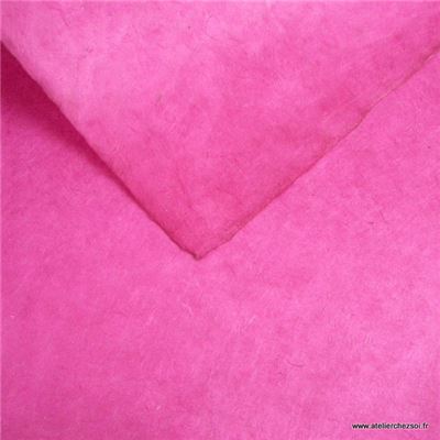 Papier népalais uni couleur Fushia Feuille 50x75 cm Lokta Fait-main