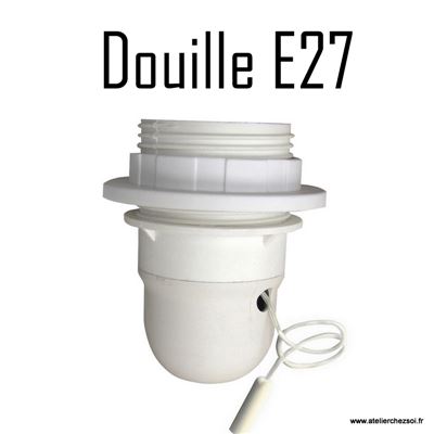 Douille électrique E27 blanche avec interrupteur à tirette 60W