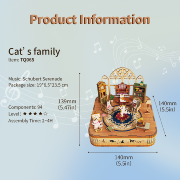 Kit Boîte à musique Famille Chats Salon H14 cm Puzzle 3D Bois mécanisme à manivelle 94 pièces Tonecheer