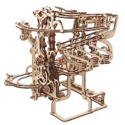 Ugears Maquette en bois Circuit à billes avec Elevateur 31cm 400 pièces 10 billes