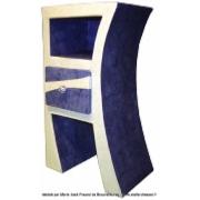 Le chevet en carton Hasiane réalisé par Marie-José - Décoration papier artisanal bleu et blanc