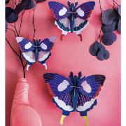 Lot de 3 Papillons bleus en carton Décoration 3D Studioroof