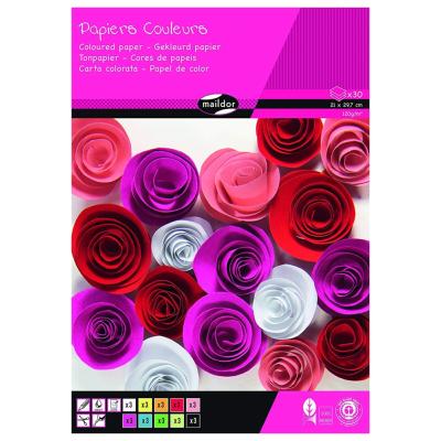 Bloc Papier Couleur 120g Papier recyclé 30 feuilles A4 en 10 couleurs assorties Maildor