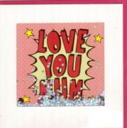 Carte à secouer Love You Mum avec étoiles et confettis 12x12 avec Enveloppe
