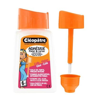 Colle Transparente Forte Adhésive 80 gr Flacon avec Pinceau Cléopatre