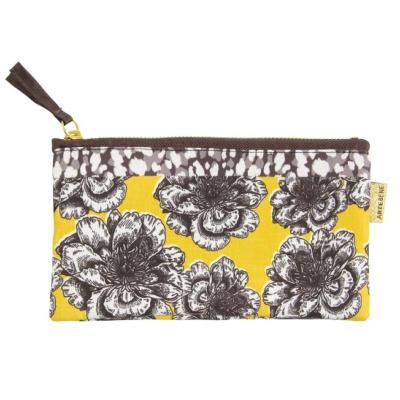 Trousse plate Fleur jaune et Noir 11x22cm ArteBene