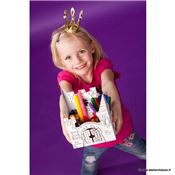 Pack 4 kits chateau en carton à colorier - 12 feutres inclus