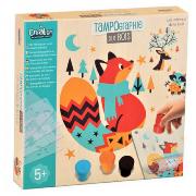 Coffret Tampographie sur bois 3 Tableaux Animaux de la forêt 5 ans Crealign