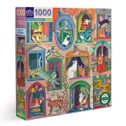 Puzzle 1000 pièces Chats Fenêtres Cats in windows 58.5x58.5cm Eeboo