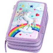Trousse à 3 compartiments Garnie 3 zips Licorne Faber Castell