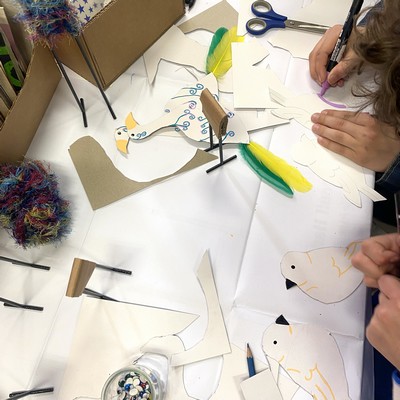 atelier créatif enfant sculpture d'oiseau coloriage