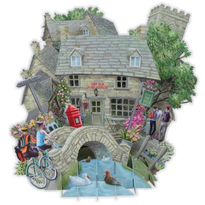 Carte 3D Maison en pierres Post office 16x16 Décor en relief avec enveloppe
