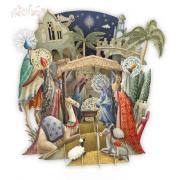 Carte Noël 3D Crèche de Noël Nativity 16x16 Décor en relief avec enveloppe