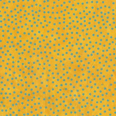 Papier Népalais Lokta Petits Pois Jaune Motif Turquoise 50x75 cm