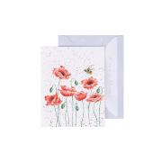 Carte miniature Abeille Coquelicots 9x7 cm Wrendale