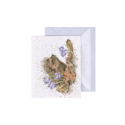 Carte miniature Hérisson et Crocus 9x7 cm Wrendale