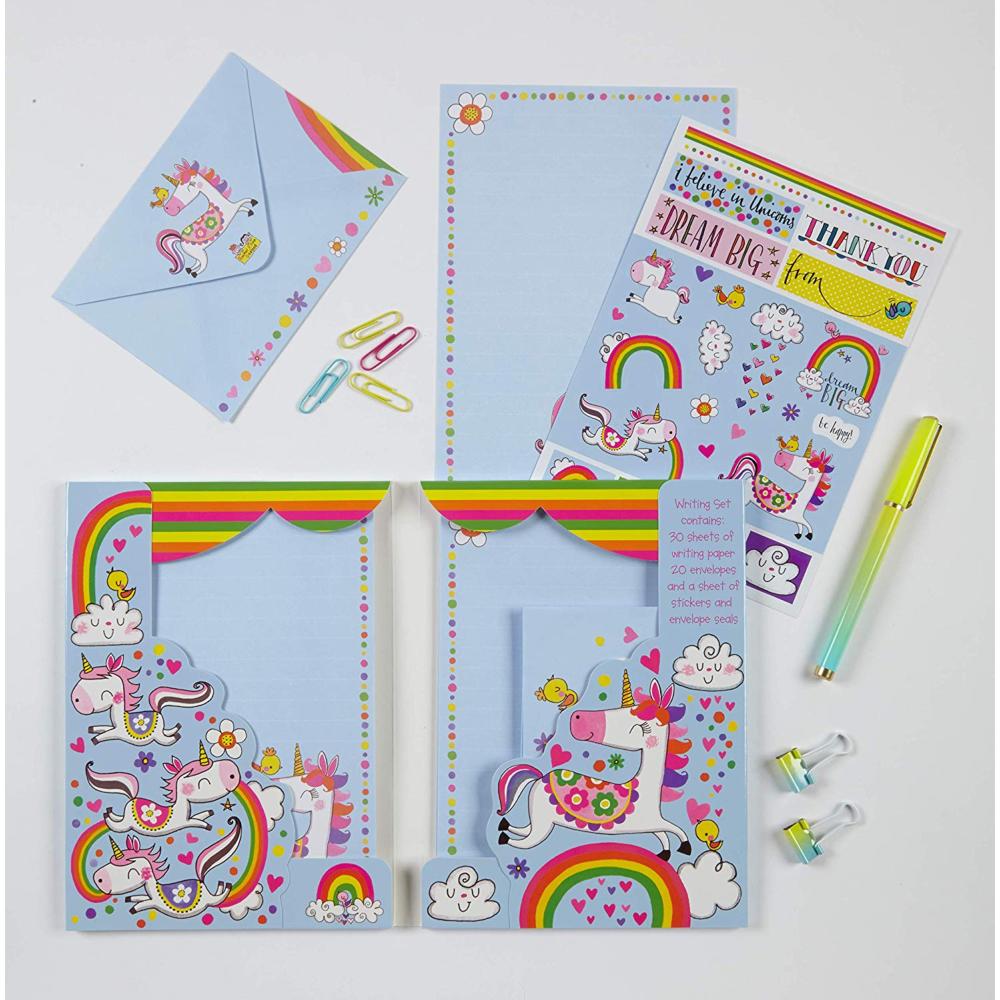 Papier à Lettres Licorne Avec Enveloppes - 50 Feuilles + Autocollants - Pour Enfants Créatifs