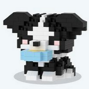 Mini-briques Petit Chien Noir Blanc Border Collie 6x6.8x4.8cm 225 pièces K212 Pet Day Mini Blocs de construction Mekansm