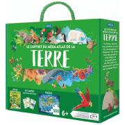Coffret Mega Atlas Terre et Animaux 1 Livre 1 Puzzle 500 pièces et 40 Cartes Sassi Junior