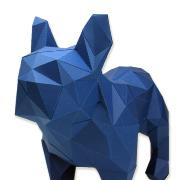 Kit de pliage Prédécoupé Chien Bouledogue Français Bleu Indigo 30x19x36 Agent Paper